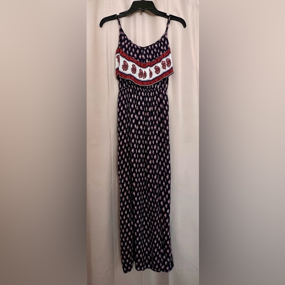 American Eagle Boho Maxi Dress Open Back Side Slit S/P